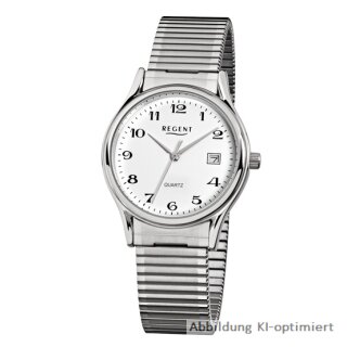 Regent Herrenuhr Zugband Edelstahl Datum F-874