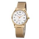 Regent Herrenuhr Zugband goldfarbig Edelstahl Datum F-873