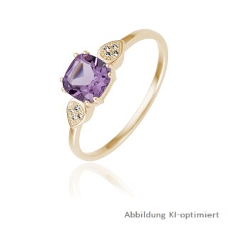 Damenring vintage Diamant Amethyst echt Gold 585