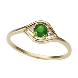Ring mit Smaragd und 2x Diamant echt Gold 585 Ringweite 56