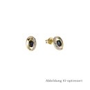 Ohrstecker zweifarbig oval echt Gold 585 mit Safir und Diamanten