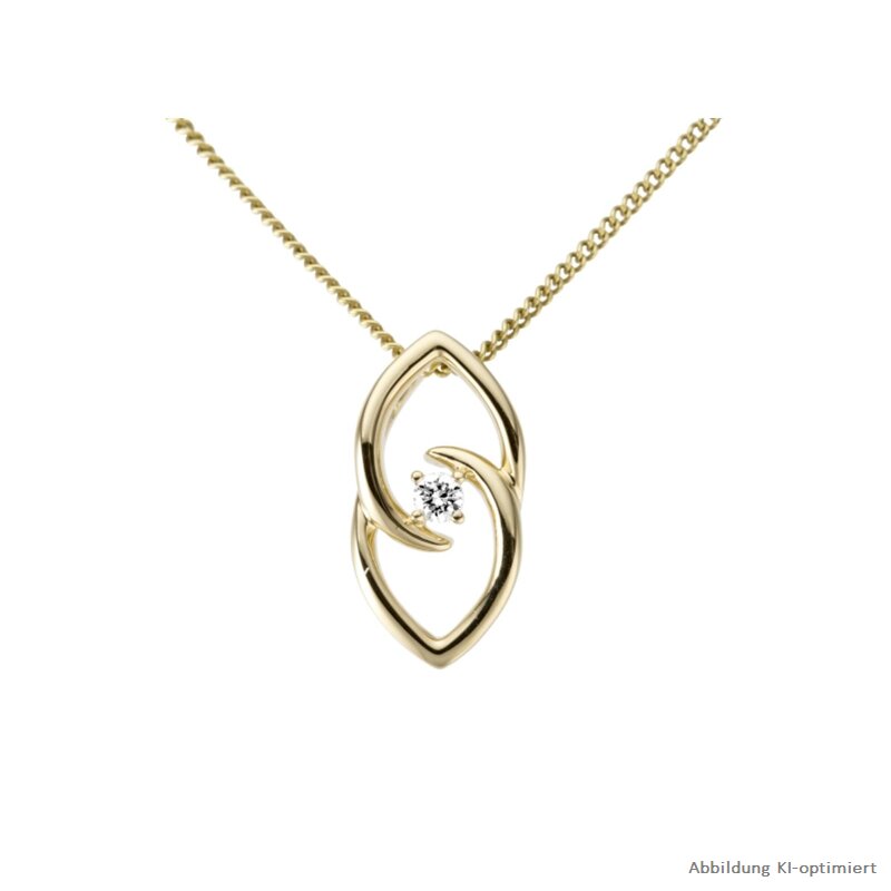 14K Echtgold Halskette Mit Labor-Diamanten – Filigrane 1 Mm Kette, Verstellbar 38-42 Cm, G-Farbe VS-SI