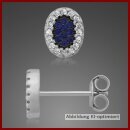 Ohrstecker oval mit Zirkonia blau/weiß echt Silber 925
