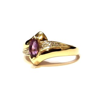 Damenring Amethyst 6 x Diamant echt Gold 585 14kt. Ringweite 60