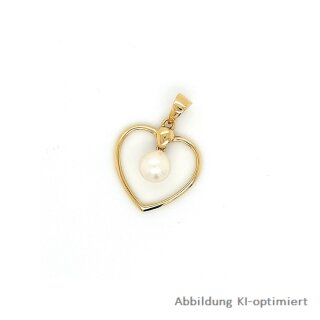 Herzanhänger echt Gold 585 14kt mit Perle