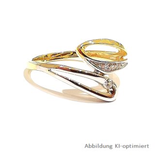 Damenring zweifarbig gelb/weiß echt Gold 333 Glanz mit Zirkonia