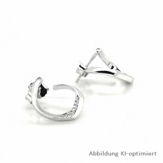 Ohrstecker Steckcreole mit Zirkonia echt Silber 925 matt/Glanz