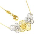 Collier Halskette bicolor mit Blumen Motiv echt Gold 333...