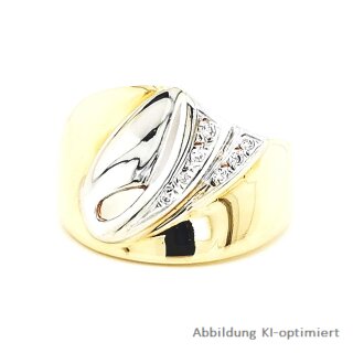 Diamantring bicolor gelb/weiß echt Gold 585 Ringweite 57