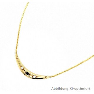 Collier Halskette mit glänzendem Mittelteil Safir, Zirkonia echt Gold 333 Länge 43cm