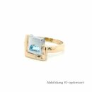 Damenring zweifarbig gelb/weiß mit Blautopas und Zirkonia echt Gold 585 Ringweite 58