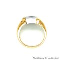 Damenring zweifarbig gelb/weiß mit Blautopas und Zirkonia echt Gold 585 Ringweite 58