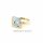 Damenring zweifarbig gelb/weiß mit Blautopas und Zirkonia echt Gold 585 Ringweite 58
