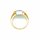 Damenring zweifarbig gelb/weiß mit Blautopas und Zirkonia echt Gold 585 Ringweite 58