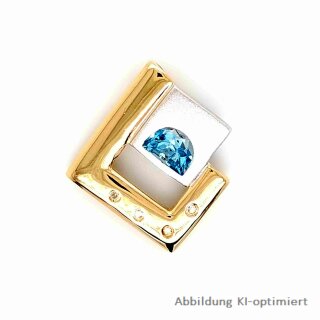 Anhänger zweifarbig gelb/weiß Blautopas Zirkonia echt Gold 585
