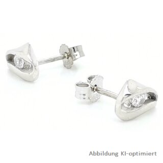 Ohrstecker Tropfen mit Zirkonia echt Weißgold 585 matt/Glanz