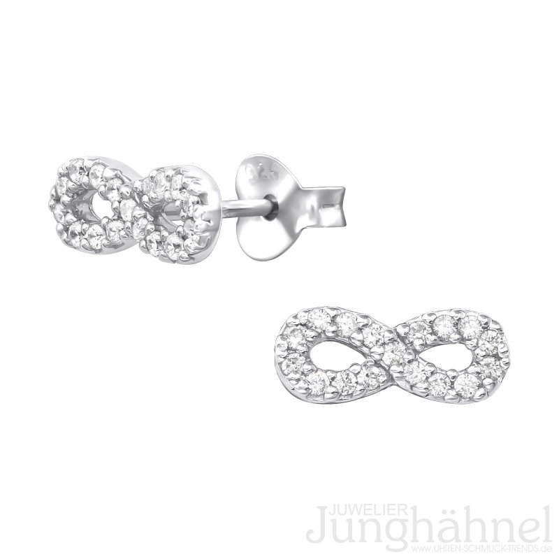 Infinity Ohrstecker Paar Ewigkeit Unendlichkeit  925 Silber  Acht Damen Ohrringe