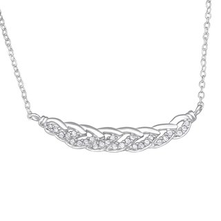 Silbercollier Halskette mit festem Mittelstück echt Silber 925 mit Zirkonia und Kette 45cm