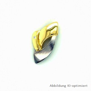 Anhänger, bicolor, gelb/weiß, echt Gold 585, Diamant 0,01ct, mattiert/poliert