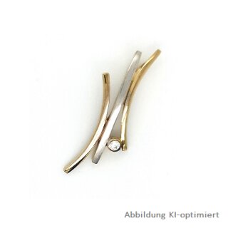 Dreiteiliger Gleiter Anhänger bicolor gelb/weiß mit Zirkonia echt Gold 333