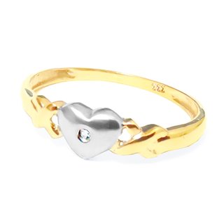 Damenring Verlobungsring Herz mit Diamant bicolor gelb/weiß echt Gold 333 Ringweite 58