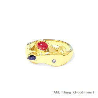 Damenring mit Diamant Rubin Safir echt Gold 585 Glanz Ringweite 57