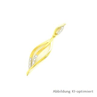 Goldener Anhänger länglich mit Zirkonia echt Gold 333 matt/Glanz 3,8cm
