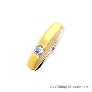 Kettenanhänger zweifarbig gelb/weiß mit Zirkonia echt Gold 333 matt/Glanz 1,7cm