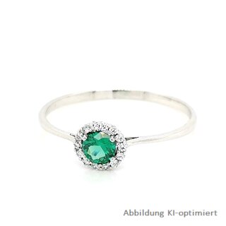 Damenring 333 WG, mit Zirkonia weiß/smaragdfarben, Glanz 6mm Ringweite 60