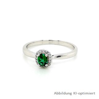 Damenring Zirkonia smaragdfarben/weiß echt Silber 925 glanz 7mm
