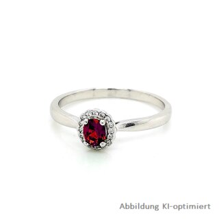 Damenring Zirkonia rubinrot/weiß echt Silber 925 glanz 7mm