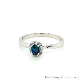 Damenring Zirkonia safirblau/weiß echt Silber 925 glanz 7mm