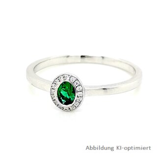 Damenring Zirkonia smaragdgrün/weiß echt Silber 925 glanz 6mm
