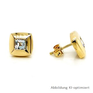 Ohrstecker quadratisch weißer Stein echt Gold 585 Glanz 3,9mm
