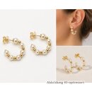 Steckcreolen Ohrstecker Perle echt Gold 585 Glanz 23x5mm