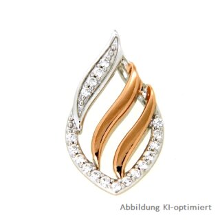 Anhänger mit Zirkonia bicolor rot/weiß echt Silber 925 Glanz 17x10mm