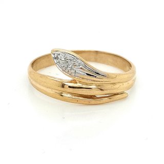 Schlangenring Damenring mit Diamanten echt Gold 585 Glanz Ringweite 55