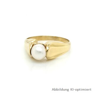 Damenring mit Perle echt Gold 585 Glanz Ringweite 54