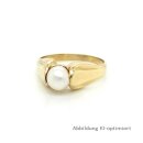 Damenring mit Perle echt Gold 585 Glanz Ringweite 54