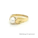 Damenring mit Perle echt Gold 585 Glanz Ringweite 54