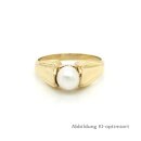 Damenring mit Perle echt Gold 585 Glanz Ringweite 54