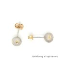 Kugelohrstecker bicolor 585 gelb/weiß mit Brillantschliff echt Gold 6,5mm