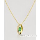 Gleiter Anhänger oval bicolor gelb/weiß mit Smaragd und Diamanten echt Gold 585 Glanz