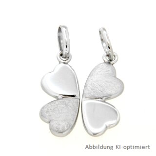 Partneranhänger Freundschaftsanhänger Kleeblatt echt Silber 925 matt/Glanz 23x15mm