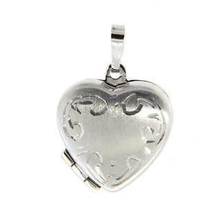 Anhänger Medaillon Amulett Herzform echt Silber 925 mit Ornament 23x14mm