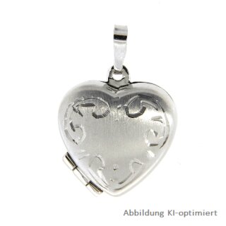 Anhänger Medaillon Amulett Herzform echt Silber 925 mit Ornament 23x14mm