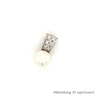 Perlanhänger, 333/Gelbgold, Zirkonia, Süßwasserperle