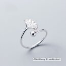 Silberring Ginkgo mit Kugel echt Silber 925 Größe variabel