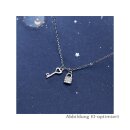 Halskette Collier Schlüssel Schloß Zirkonia echt Silber Länge 40+5cm