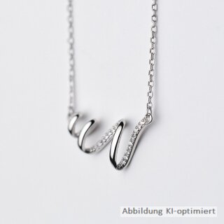 Halskette Collier Spirale Zirkonia echt Silber 925 Länge 43cm